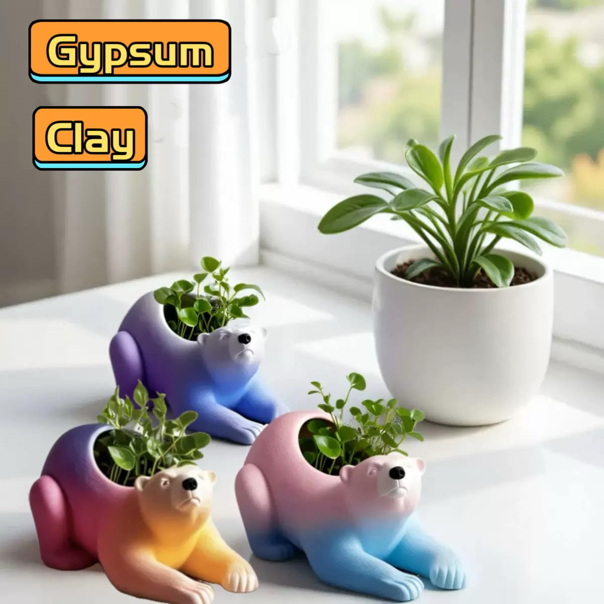 Animal Resin Molds Silicone 3D Cute Polar Bear Epoxy Resin Plaster Candle Holder Wax Molds for Candle Making, Art Crafts DIY Unique Display Home Decor