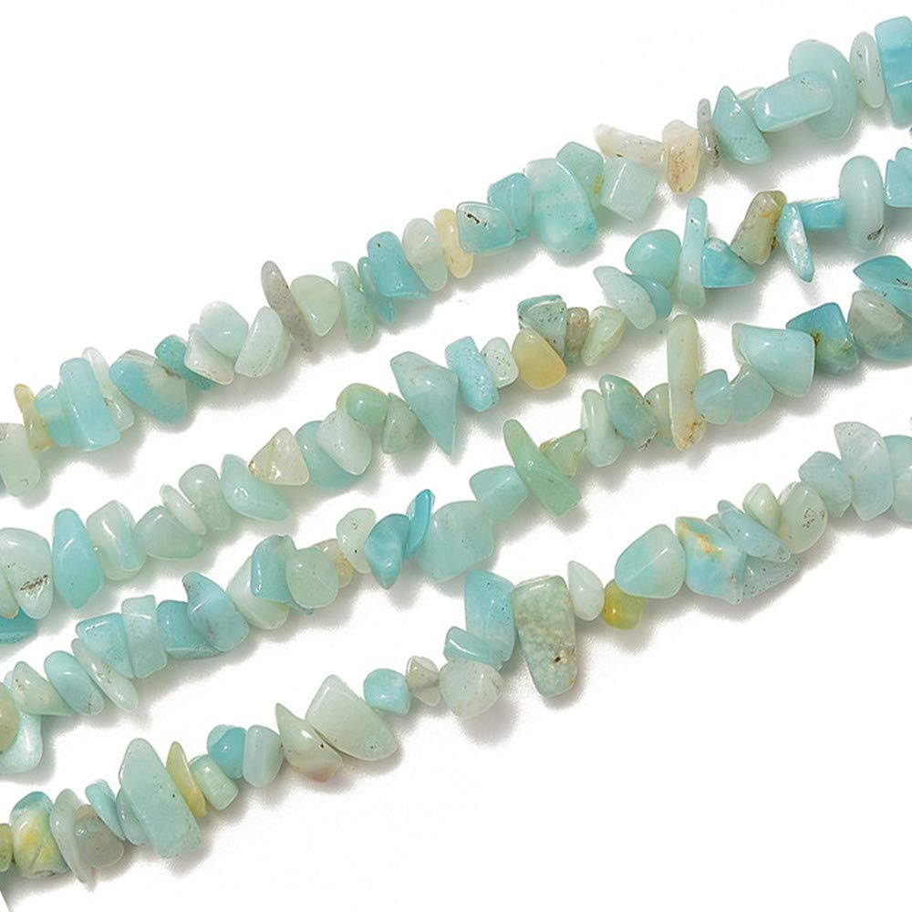 PLTbeads Gemstone Chips Natural Amazonite 3-5mm Healing Crystals Waist Bracelets Necklace Kit Irregular Stone DIY Crafts Design Jewelry Making Approxi 32 inch