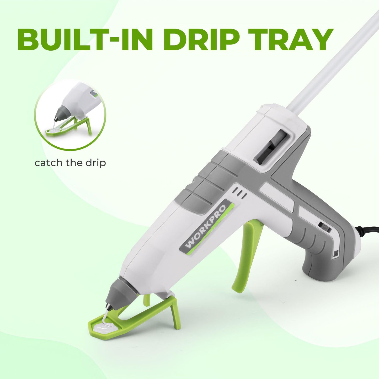 WORKPRO Hot Glue Gun Full Size - 60/100W Dual Temp Glue Gun and Sticks Set with 10 PCS Glue Sticks (7/16") - 90S Fast Preheating Hot Glue Gun Kit for Construction, Crafting, DIY and Repairs - White