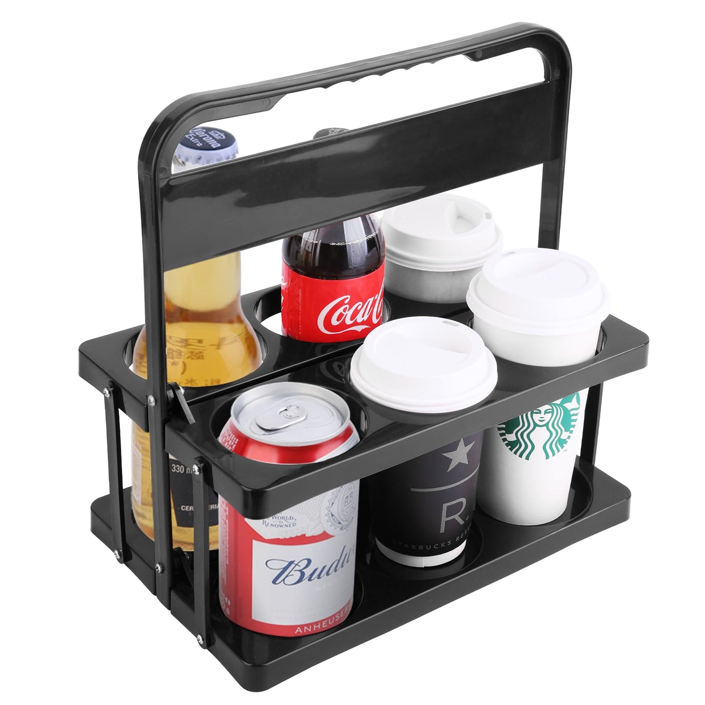 musbus Portable Drink Carrier Suitable for Doordash Accessories Grubhub Postmates Drivers, Reusable Cup Holder with Handle,Perfect Plastic take Out Carriers delivery, Black, (112)