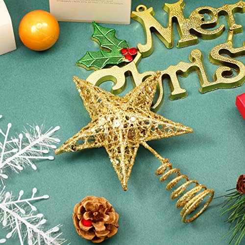 Blulu Christmas Star Tree Topper Small Christmas Treetop, Gold, 6 Inch