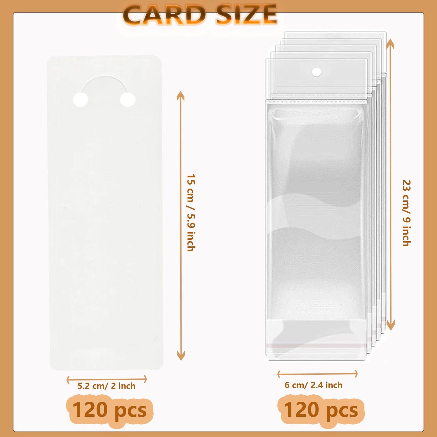 SHOLIFAS 120 Set Keychain Display Card with Self-Sealing Bags, Keychain Packaging Keyring Jewelry Holder Display (White 5.9X2inch)