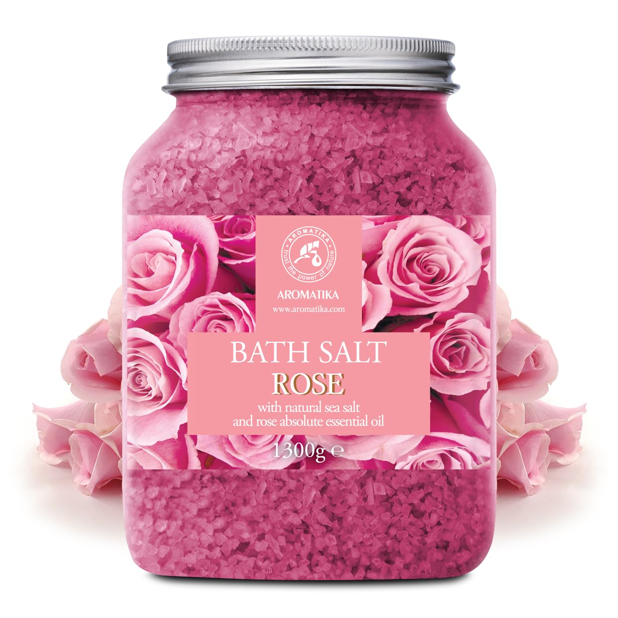 Rose Bath Salts 46 Oz – Natural Rosewood Oil & Rose Extract – Bath Additive for Spa and Skin Care
