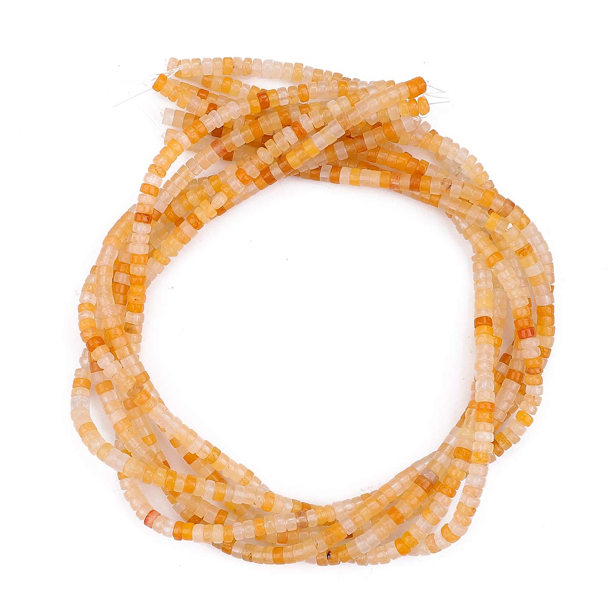 BEADIA Natural Yellow Jade Spacer Beads Caps Loose Semi Gemstone for Beading Jewelry Making 4mmx2mm 38cm