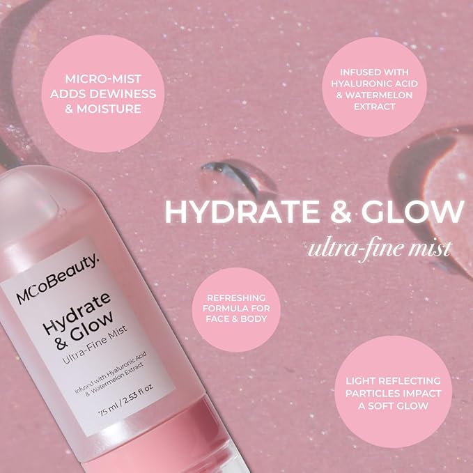 MCoBeauty Hydrate & Glow Ultra-Fine Mist - Shimmering Face & Body Spray, Vegan, Cruelty Free Cosmetics