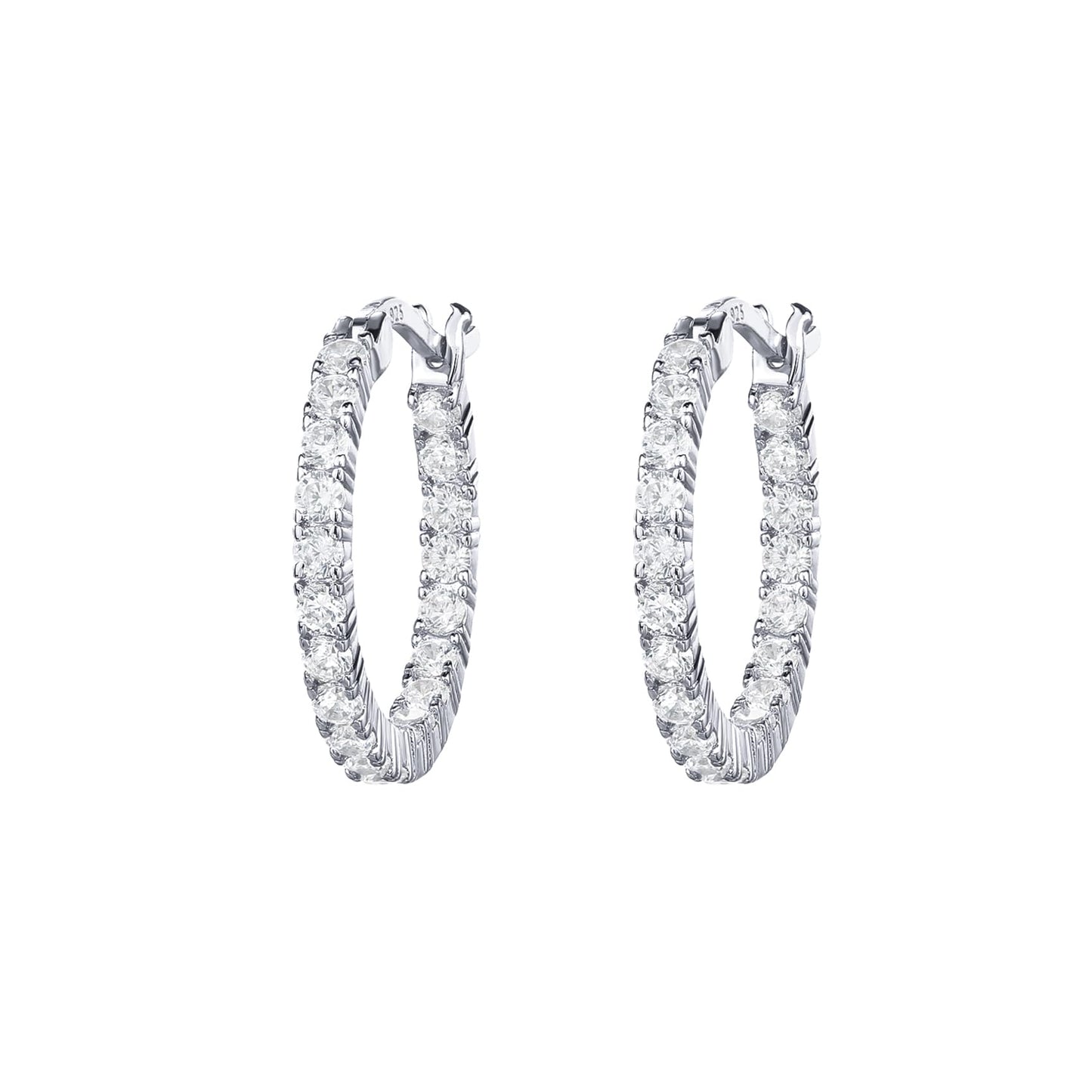 PAVOI 18K Gold Plated 925 Sterling Silver Post Cubic Zirconia Hoop Earrings (20.00, White Vermeil)