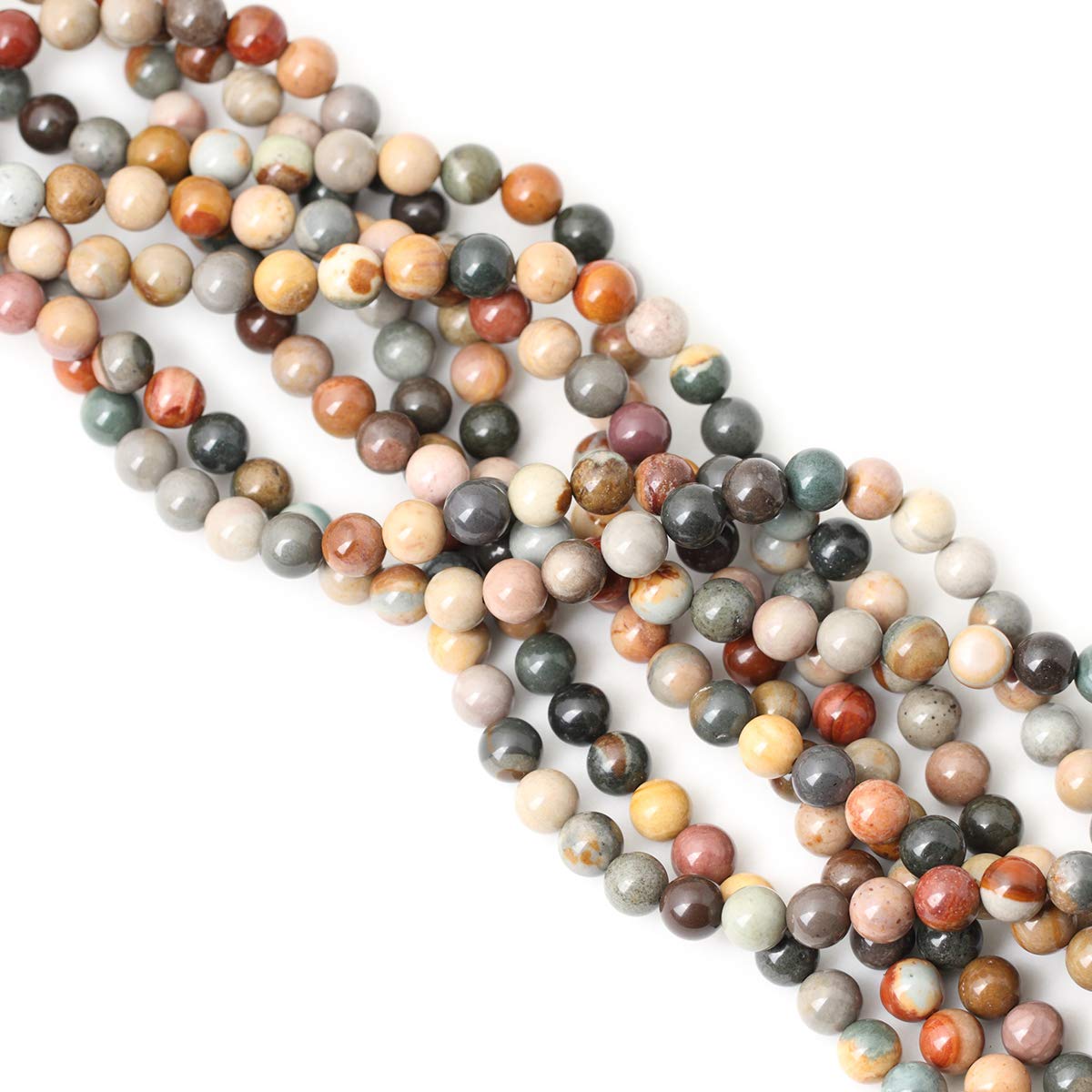 CHEAVIAN 45PCS 8mm Natural USA Picture Stone Gemstone Round Loose Beads for Jewelry Making DIY Findings 1 Strand 15"