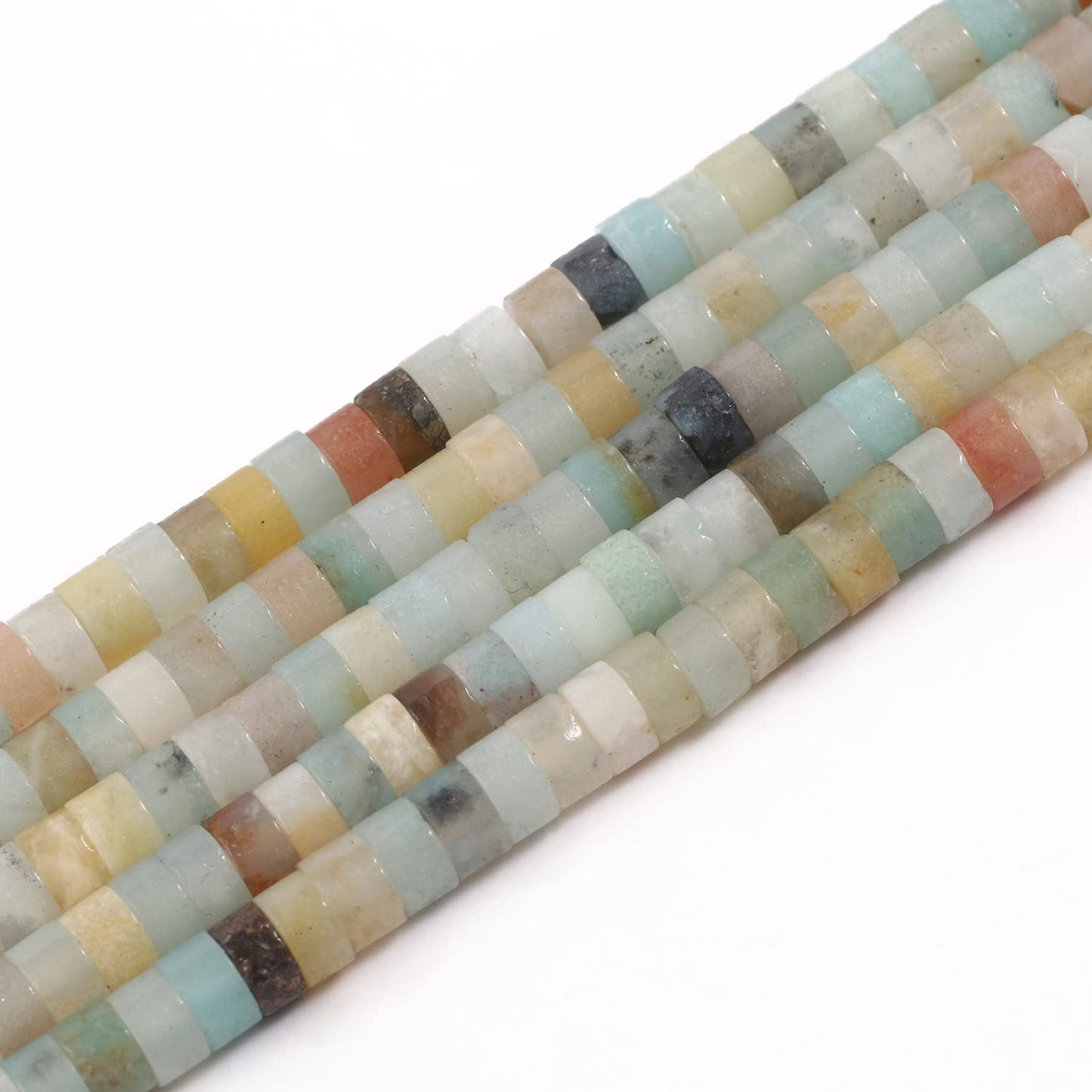 NITOPUPU 150Pcs 4×2mm Natural Amazonite Spacer Stone Beads for Jewelry Making Supplies, Loose Semi Flat Round Gemstone Tube Beads for Bracelets DIY Crafts
