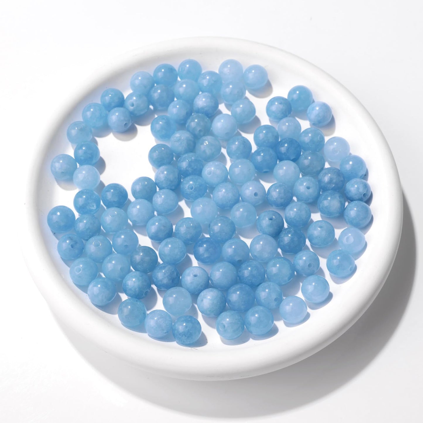 Raicegs 100pcs 8mm Aquamarine Beads Natural Gemstone Beads Round Loose Beads for Jewelry Making DIY Bracelets Necklace