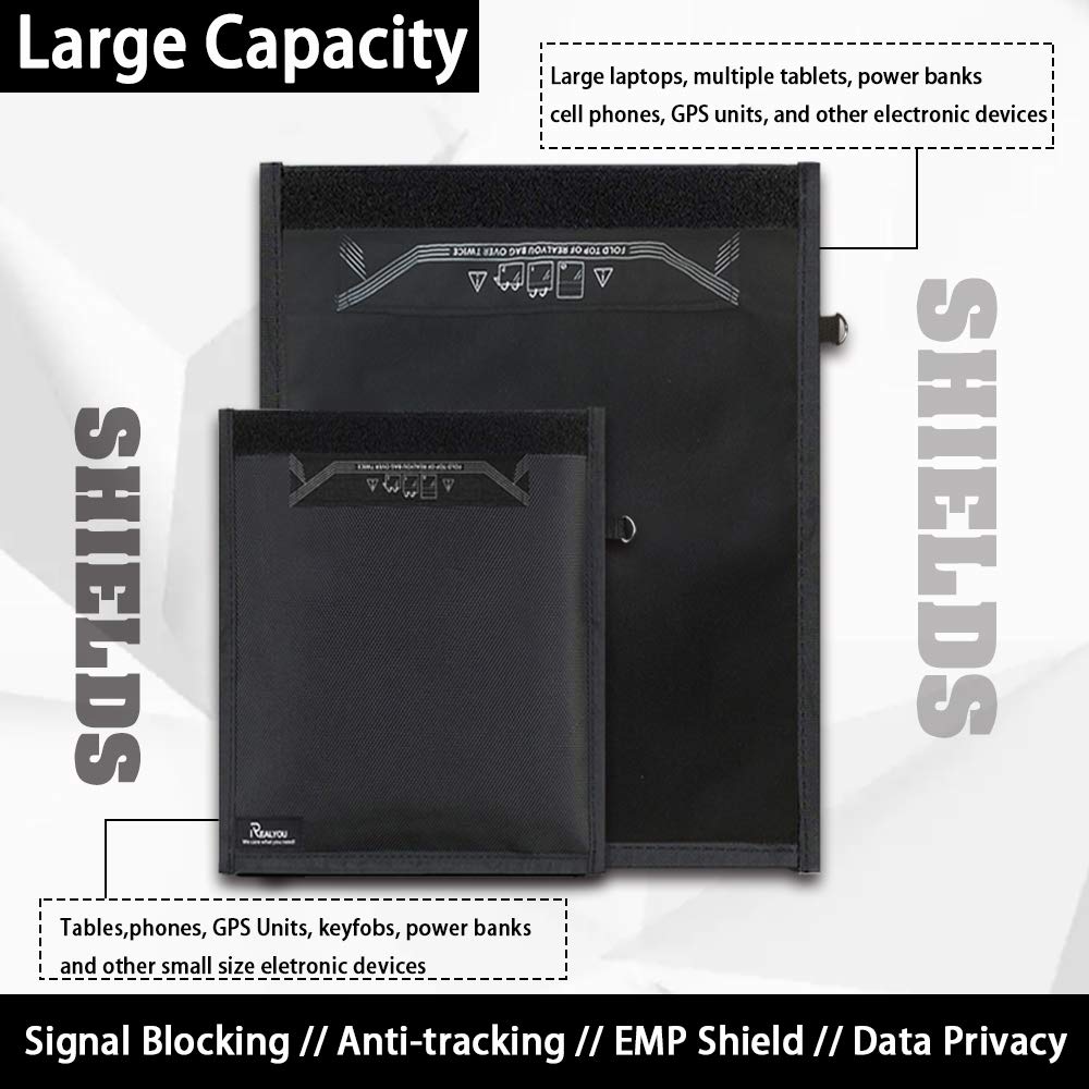 Farday Bag,Signal Isolation Bag,Shield Your Phone/ipad from Hacking,Tracking,and EM Protection with This Pouch -Shields NFC/WiFi/Bluetooth for Phones,Key Fobs and Credit Card (13.8"X17.7")