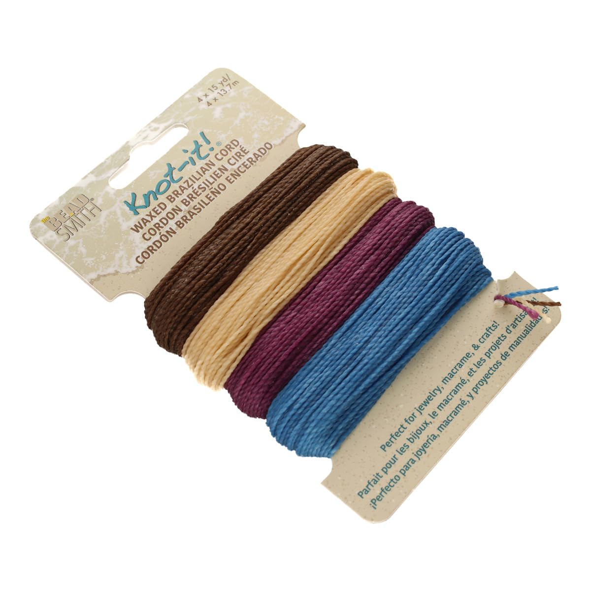 The Beadsmith Knot It Waxed Polyester Cord – Adventures Calling – 0.7mm Diameter – 4 Cords, 15 Yards Each – Make Jewelry, Macrame, Friendship Bracelets and DIY Crafts