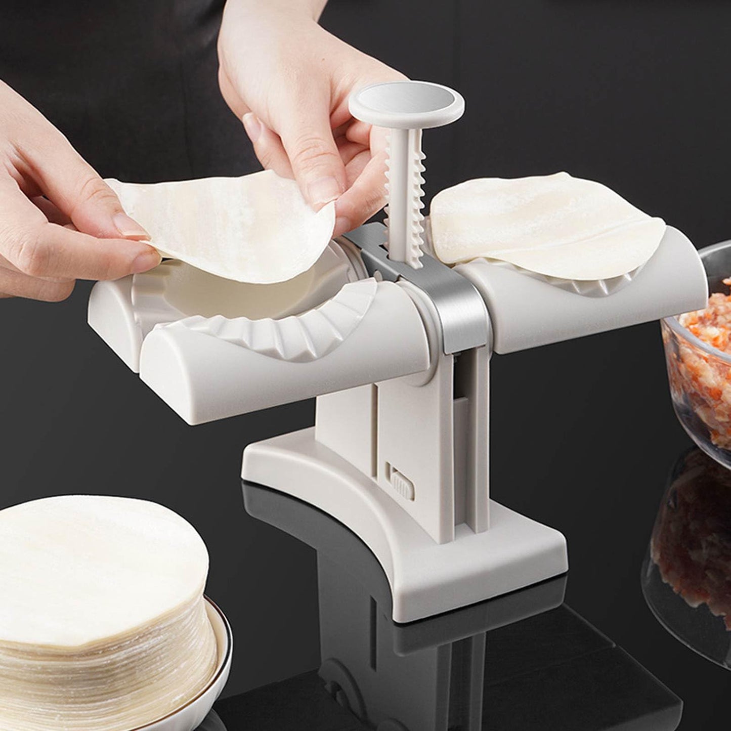 Dumpling Maker, Press Double Head Dumpling Maker Machine for DIY Beautiful Dumplings, Household Kitchen Empanada Making Tool, Rapid Forming Empanada Dumpling Mold For Home Kitchen Pastry Makin