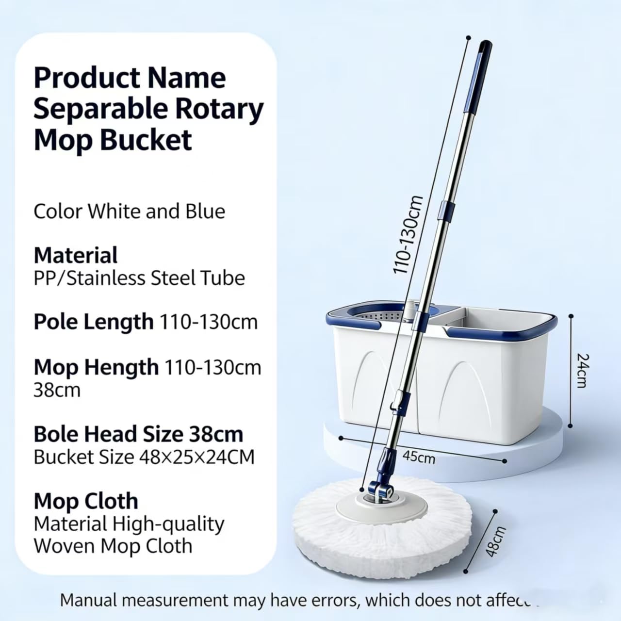 Spin Mop and Bucket Set - 360 Degree Microfiber Mop with Hands Free Wringer System, Multi Surface Floor Cleaning Mop for Hardwood, Tile, and Vinyl Floors