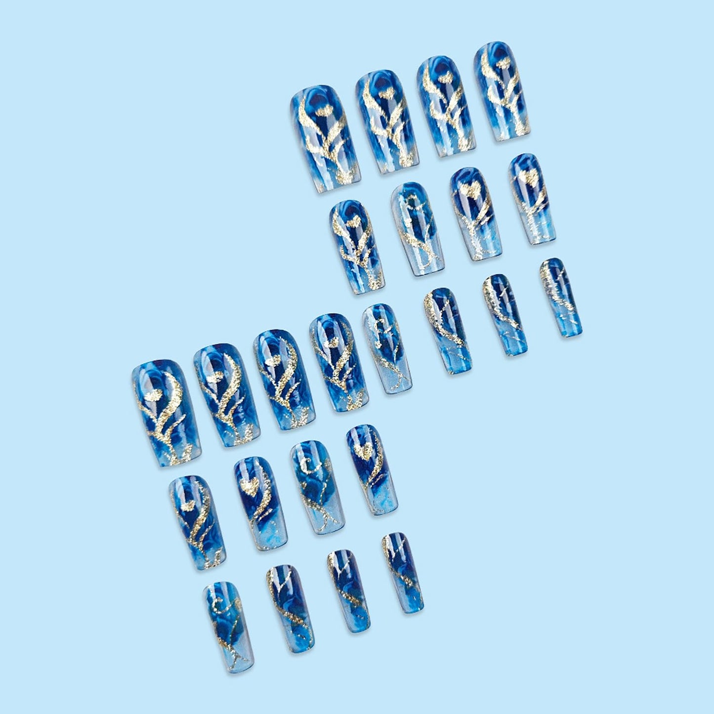 EYZOTSF Press on Nails Medium Square Shaped Acrylic Medium Square Shaped False Nails with Designs Artificial Short Coffin Fake Nails with Charms Glue ons Fingernails for Women Girls(CY1092)