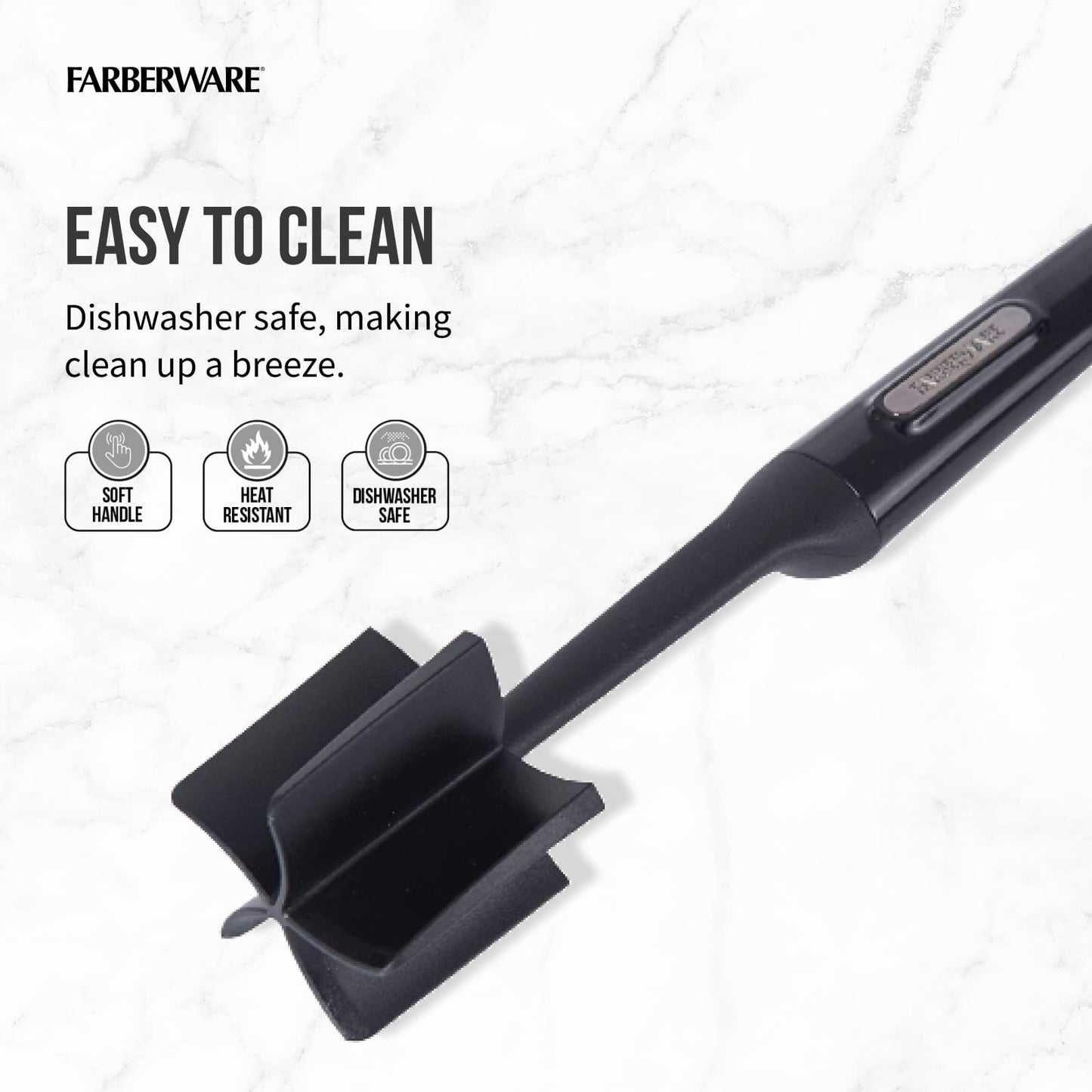 Farberware Meat Chopper and Potato Masher, Nylon Ground Beef Chopper Tool with 5 Blades, Heat-Resistant Meat Masher for Nonstick Pans, Dishwasher Safe, 10 Inches