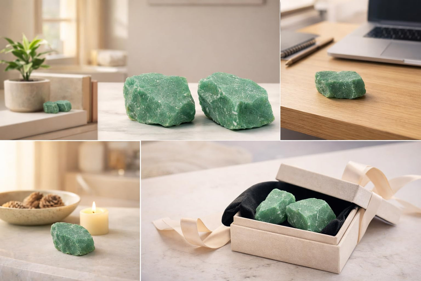 Healing Crystal Stones, 1.25-2.0" Large Reiki Healing Gemstones Natural Tumbled Polished Stones for Energy Witchcraft Therapy Meditation Pack 2 (Green Jade)
