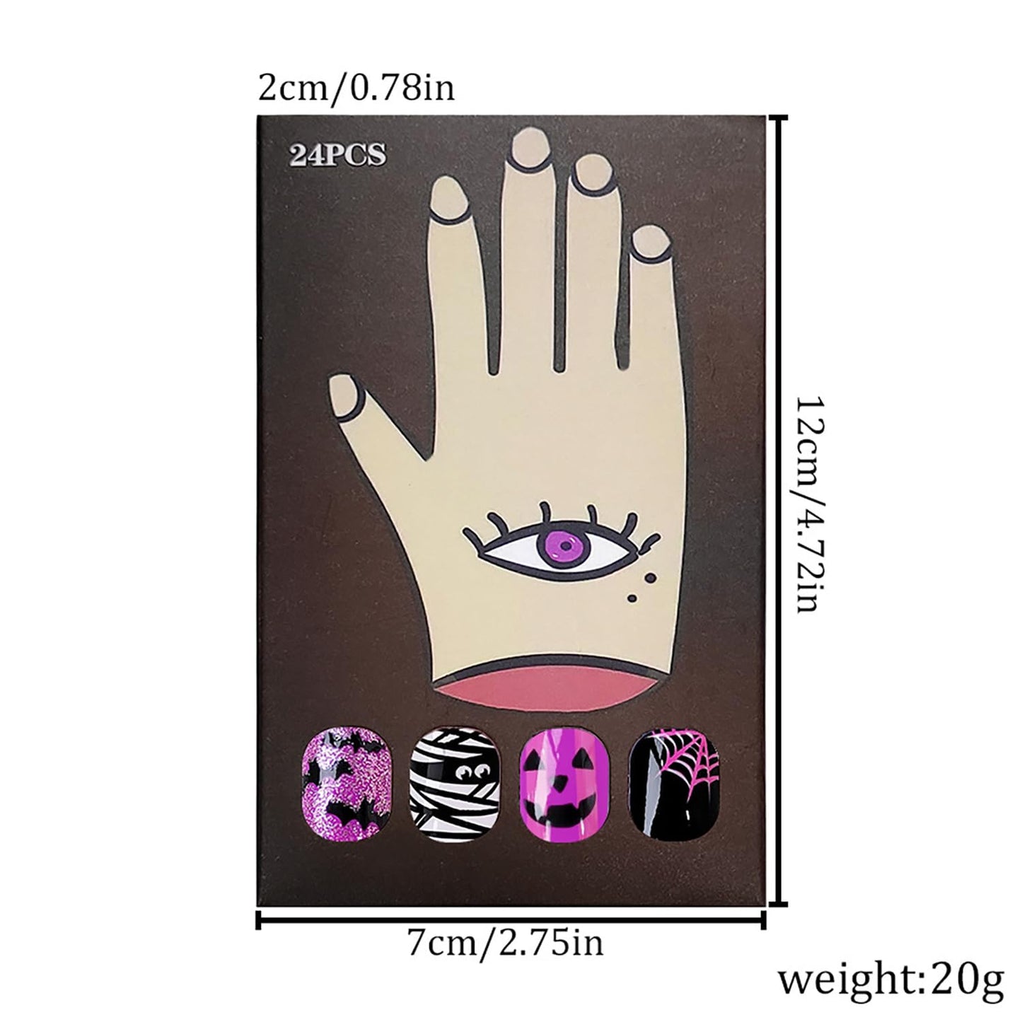 Halloween Press on Nails Short Square Fake Nails with Bat & Spider Web Designs Purple Gradient False Nail Sliver Glitter Stick on Nail Glue on Nails Bling Artificial Acrylic Nail for Women 24Pcs