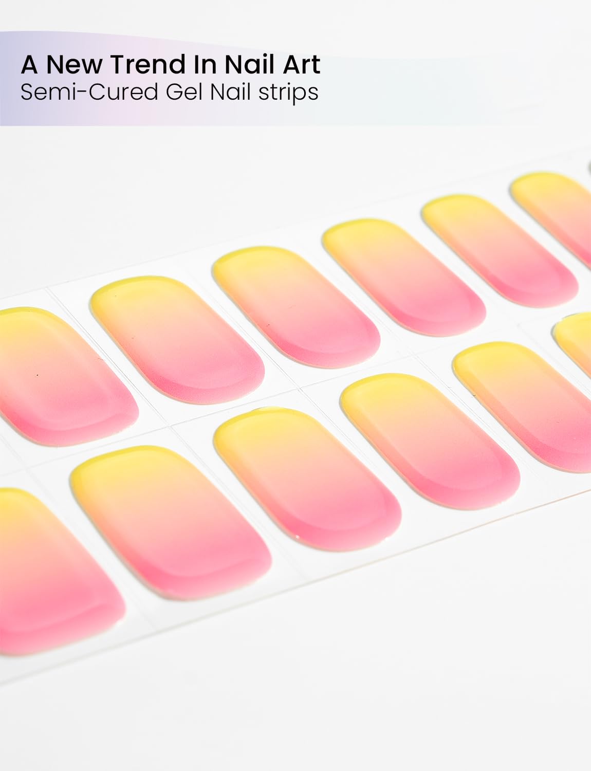 Oauee Semi Cured Gel Nail Strips | Built-In Gel Top Coat | UV Light Required | Salon Quality, Easy Application And Removal (Peach Hush）