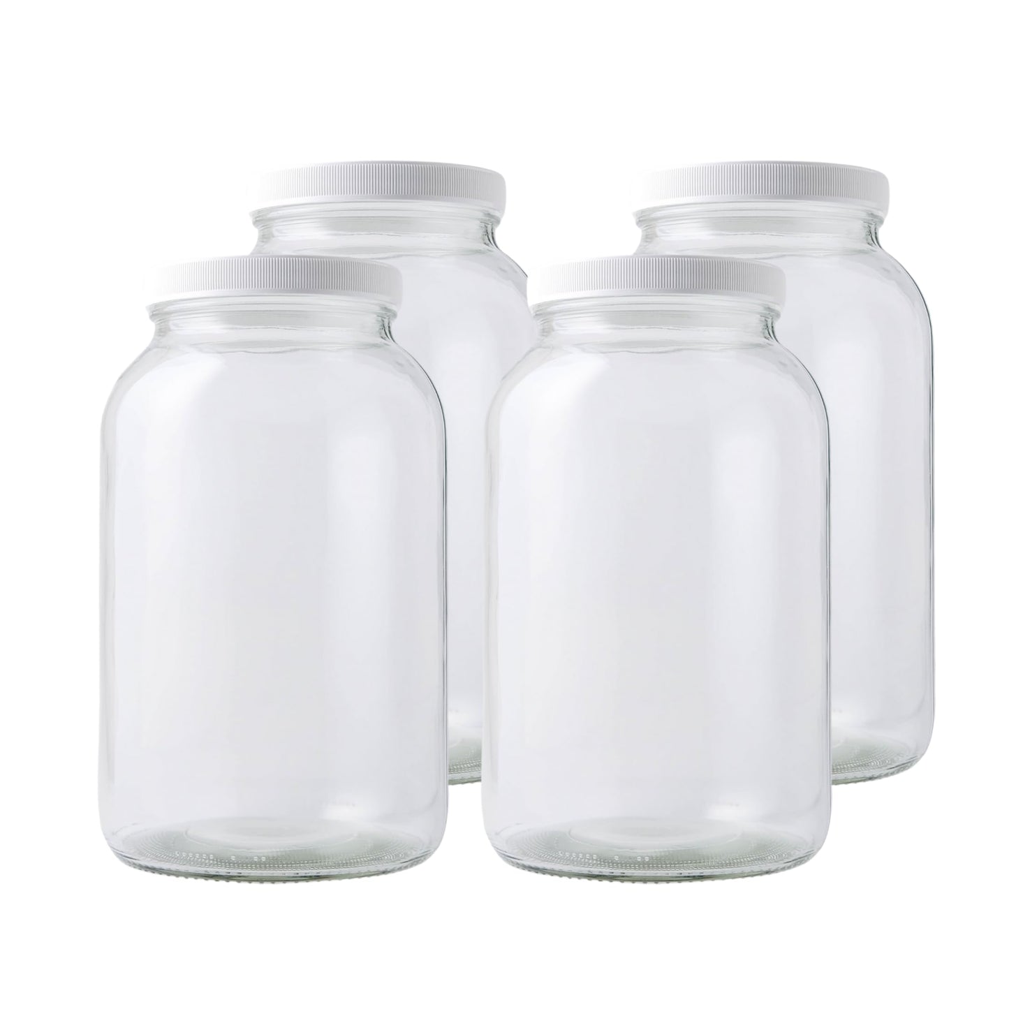 FastRack 1 Gallon Glass Storage Jars with Airtight Lids (Pack of 4) | Wide Mouth Glass Canisters for Food Storage, Fermentation, Pickling & Canning