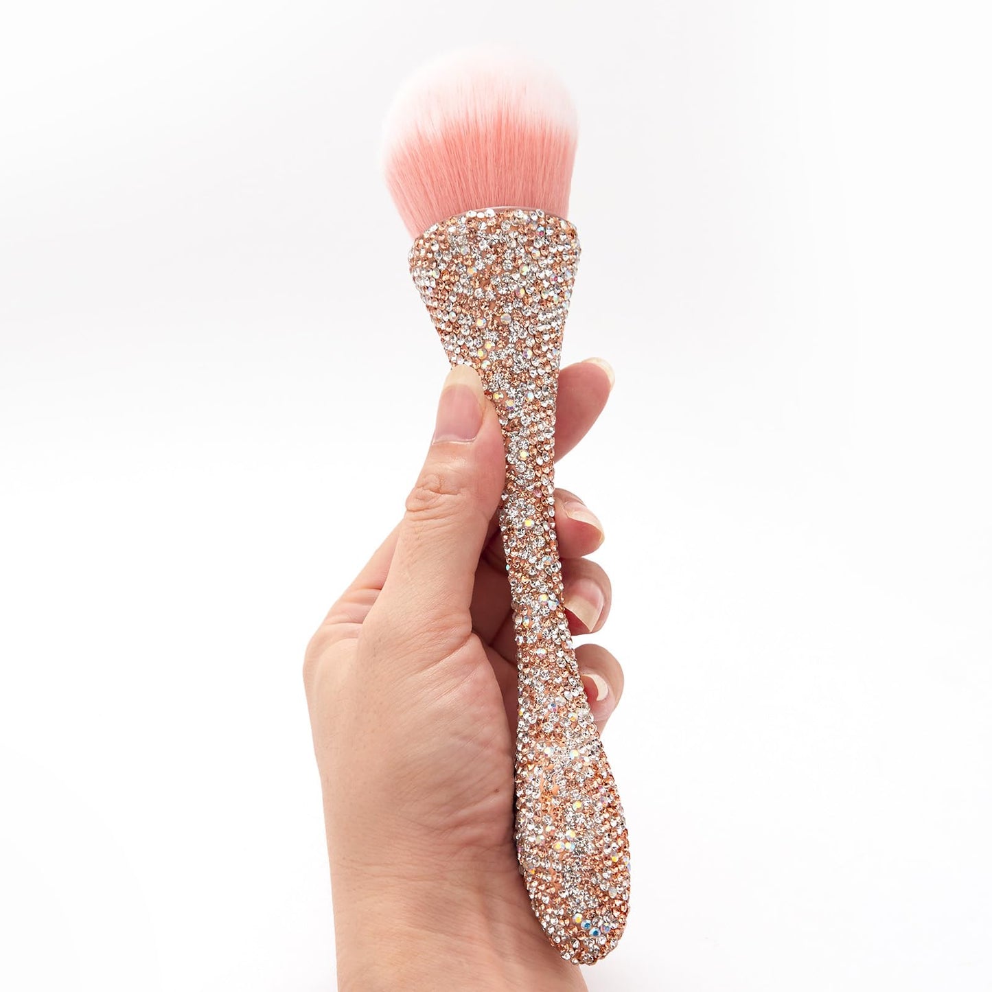 JERCLITY 1 Piece Shiny Rhinestones Powder Makeup Brushes Blush Brush Super Large Face Makeup Brushes Kabuki Brushes for Powder Cosmetic Nail Dust Brush Makeup Tool(Gold Diamond)