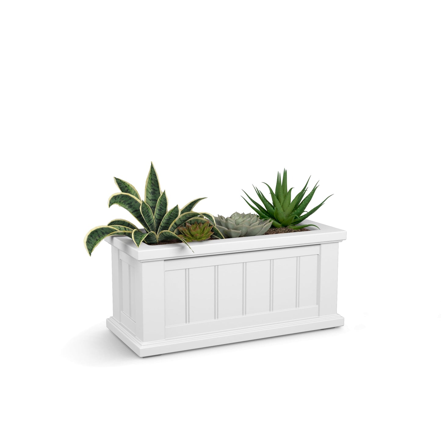 Mayne Cape Cod Rectangle Planter - White - 24in L x 11in W x 11in D - Polyethylene - Built-in Water Reservoir (4839-W)
