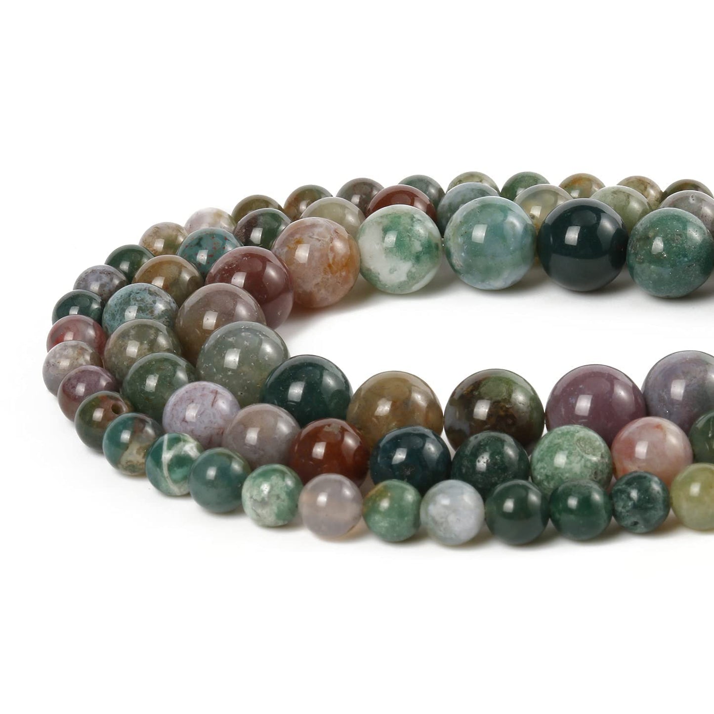 About 60pcs 6mm Natural Stone Beads Indian Agate Beads Crystal Gemstone for Jewelry Making, DIY Bracelet Necklace