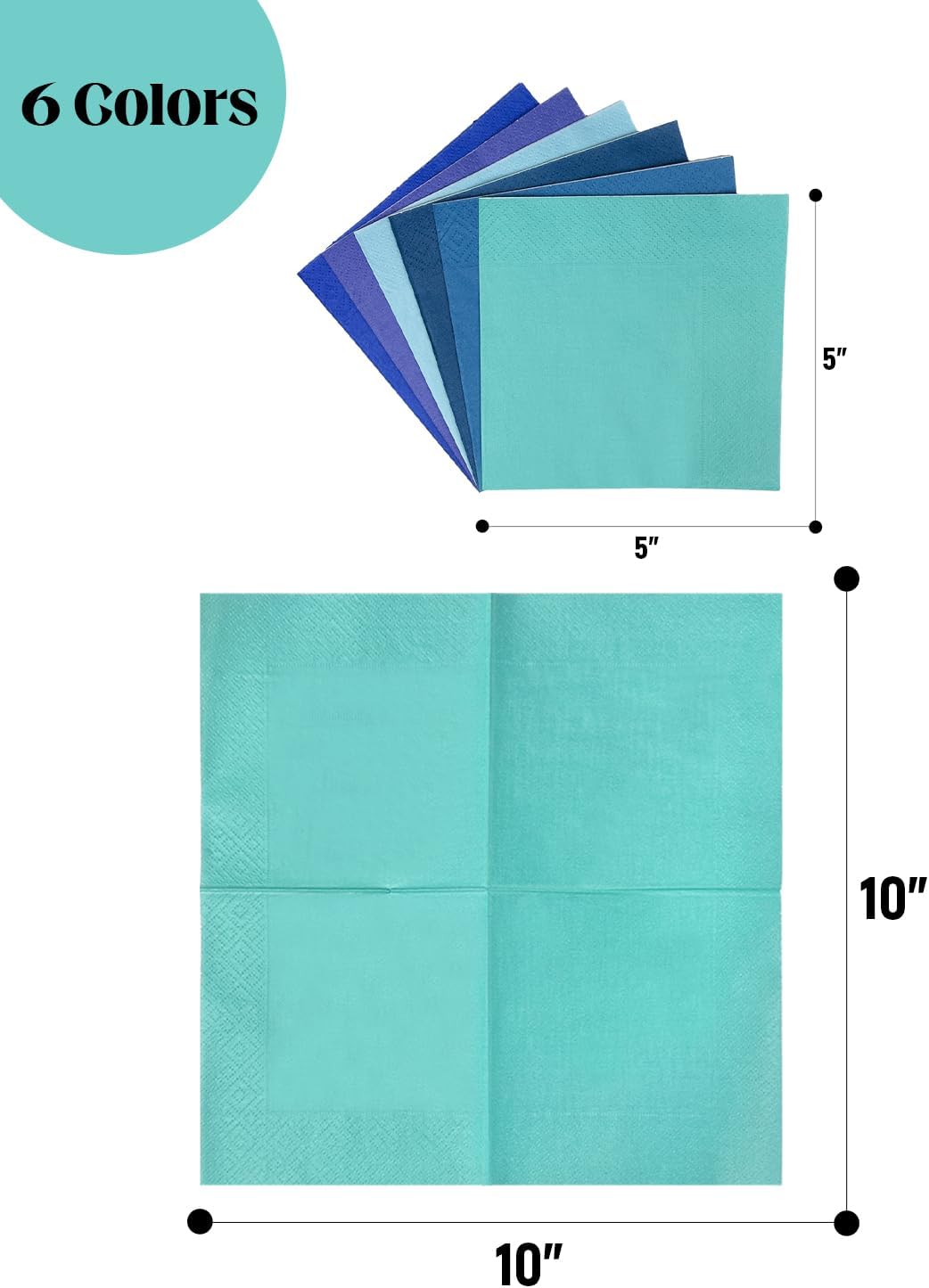 240 Count Dinner disposable Napkins Paper Blue series 6 colorsNapkin for Cocktail Birthday, Wedding, Party, Lunch, Dessert Napkins（5 * 5inch）