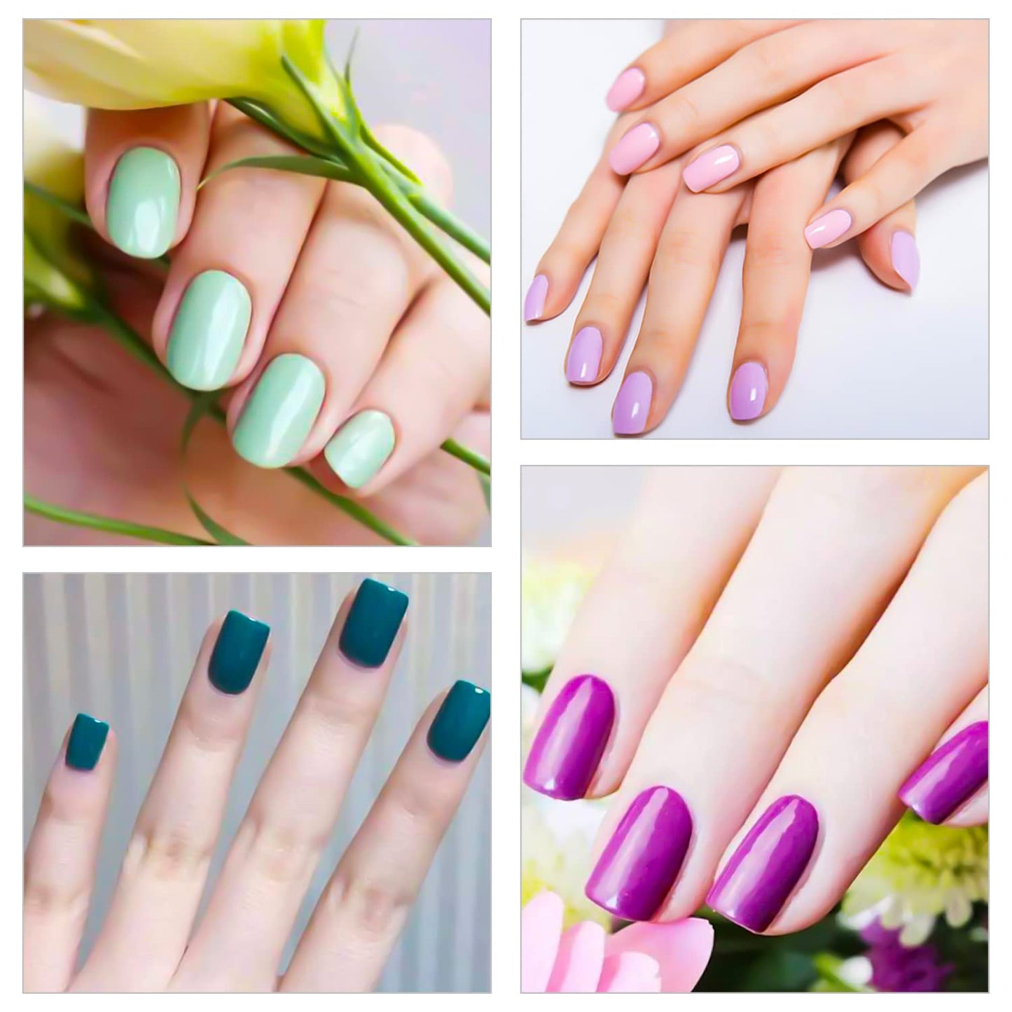 JERCLITY 24 Sheets Solid Cool Colors Nail Stickers Full Wraps Real Polish Strips for Women Art Bright Color Gel Strips With File