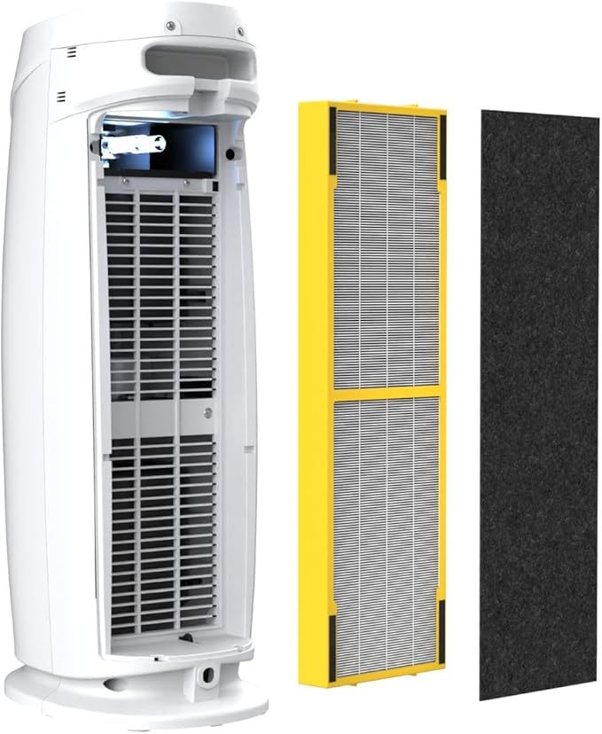 GermGuardian Home Air Purifiers, HEPA Air Purifiers for Home, UV C Light, Air Quality Sensor, HEPA Pure Filter, Covers 743 Sq.Ft, White AC4880W