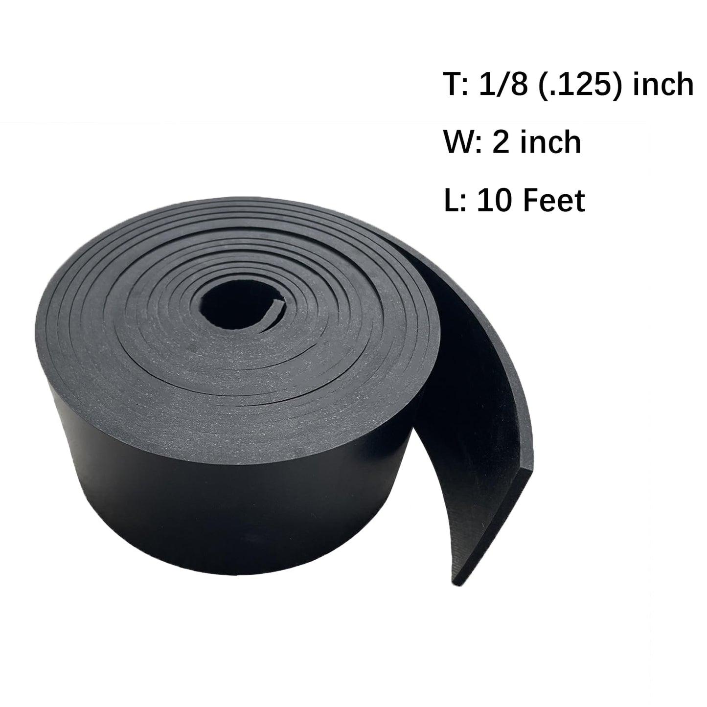 Salimhib Solid Rubber Strips 1/8 (.125)" Thick X 2" Wide X 10'Long, Solid Rubber Sheet for Anti-Slip Pads, Flooring, Seals, Crafts, Anti-Vibration, Gaskets DIY