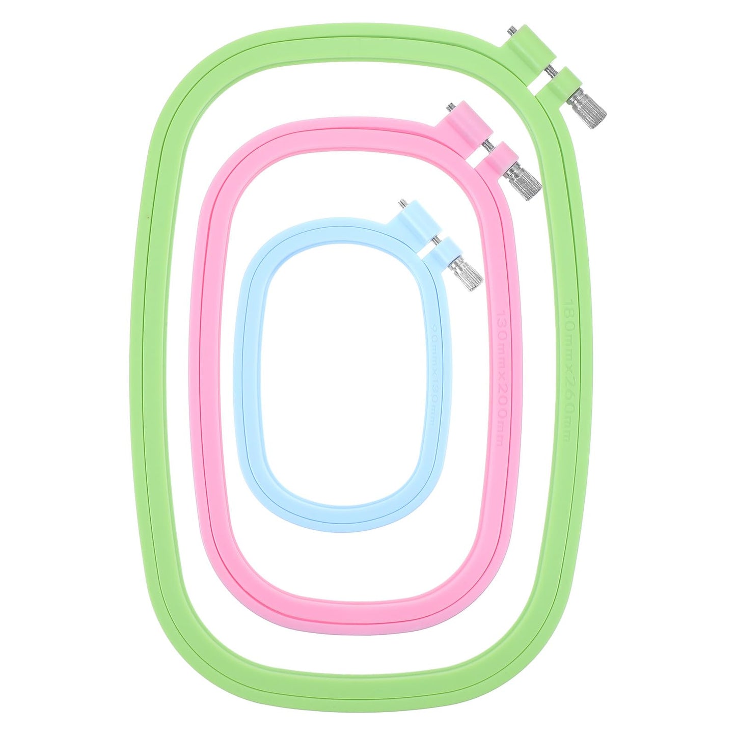 3 Pcs 3 Size Square Embroidery Hoops, Cross Stitch Hoop, ABS Plastic Hoops, Rectangular Cross Stitch Embroidery Frame DIY Sewing Tool for Quilting Silk-Painting, 3.5 × 5, 5 × 7.8, 7 x 10 in (3 Color)