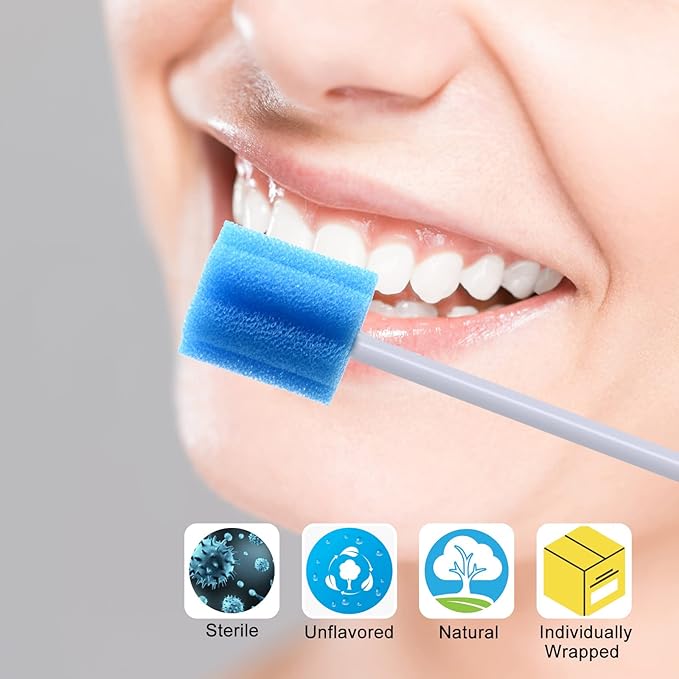 BVN Oral Care Swabs, 100 Pcs Disposable Mouth Cleaning Spong Swabs. (Blue-100pcs)
