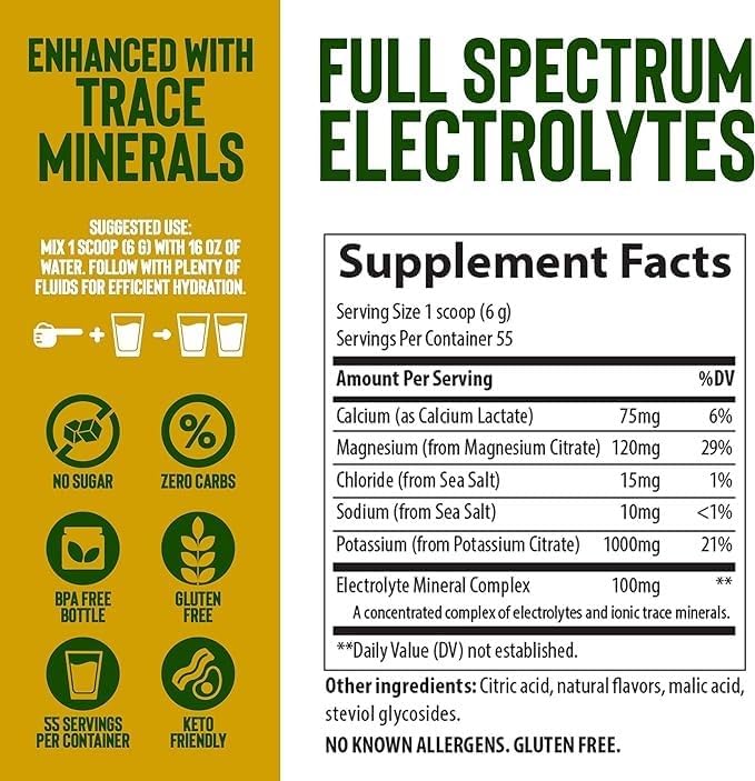 Trace Minerals Keto Electrolyte Powder - Keto Hydration Support Supplement - Mineral Supplement for Energy & Muscle Stamina Support - Zero Carb & Sugar-Free Formula - Lemon Lime, 13 oz (55 Servings)
