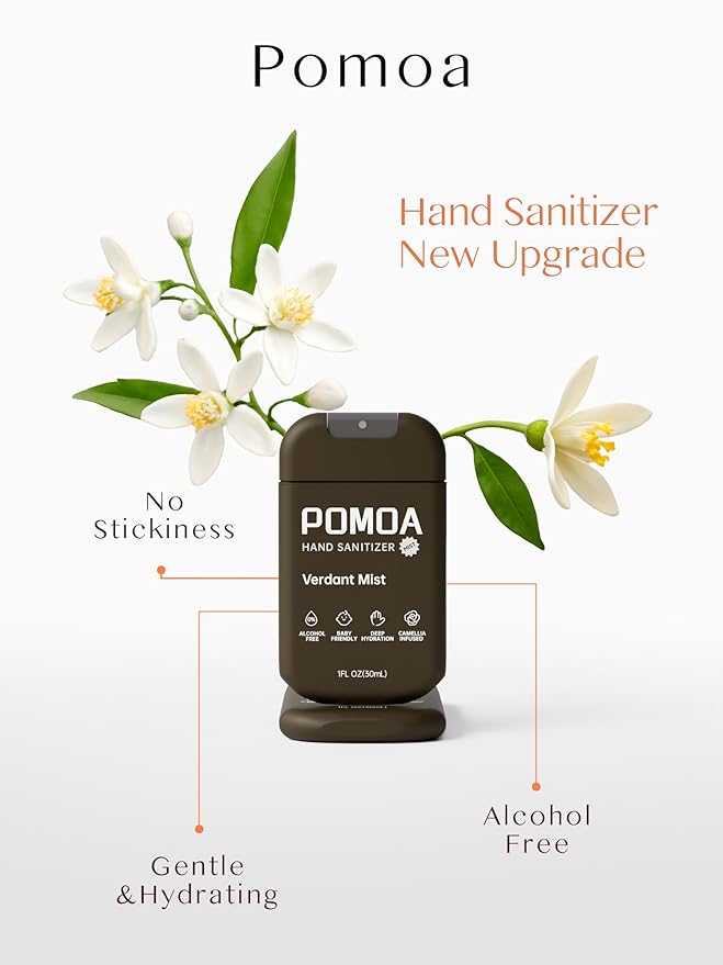 Alcohol Free Hand Sanitizer Spray, Non Irritating, Hydrating and Non Greasy, Gentle Fine Mist, Travel-Friendly Pocket Size 1 Fl Oz, Verdant Mist