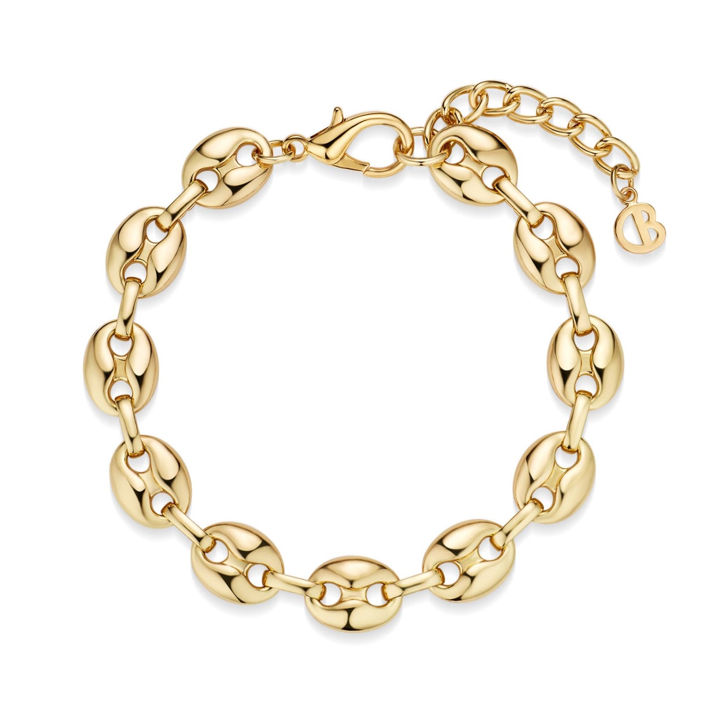 COBI Chunky Bracelets for Women, Paperclip Bracelets, Coffee Bean Chunky Link Bracelet, 18K Gold & Sterling Silver Plated, Stackable Thick Large Punk Jewelry-Coffee Bean Gold