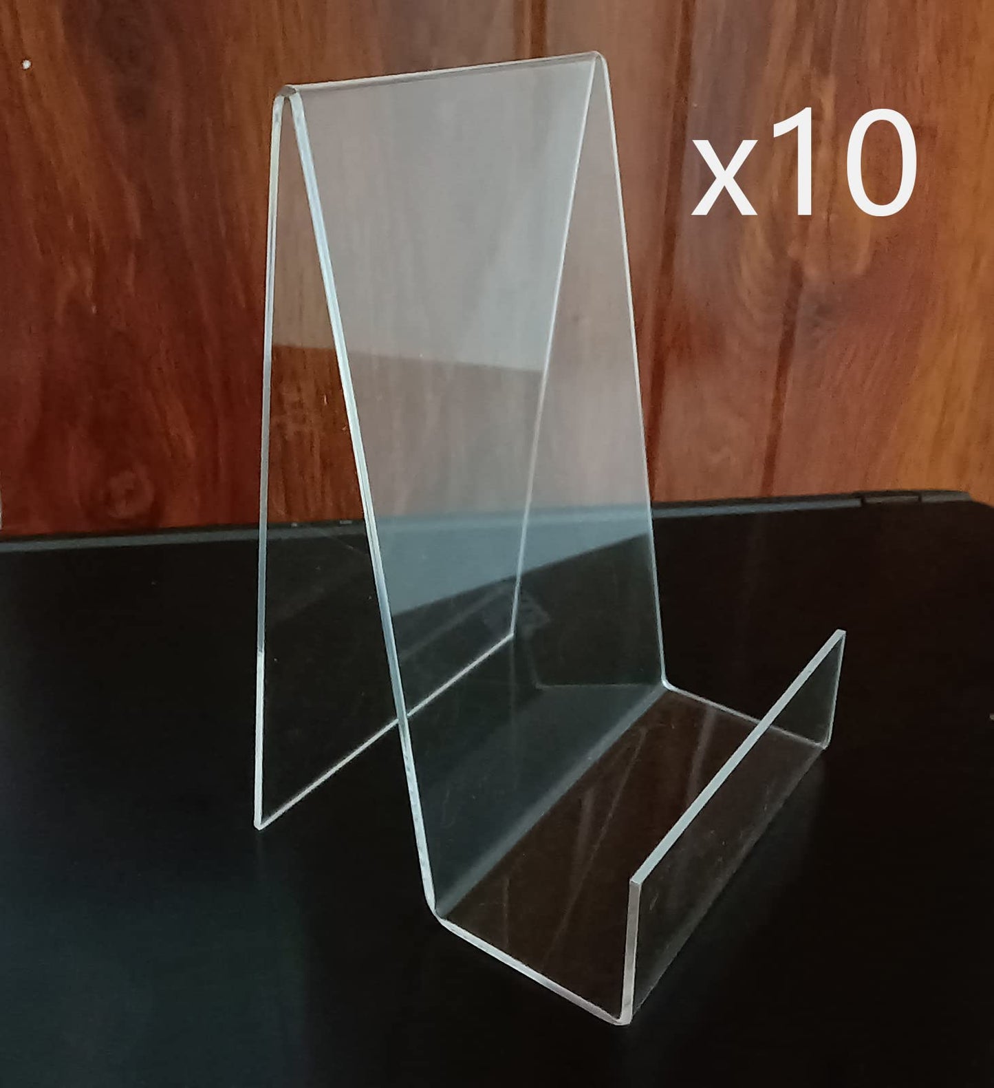 6'' x 4'' Acrylic Book Display Stand Clear Easel with Ledge Tablet Holder for Displaying Books, Pictures, Notebooks, CDs, Artworks, etc (Large) (10)