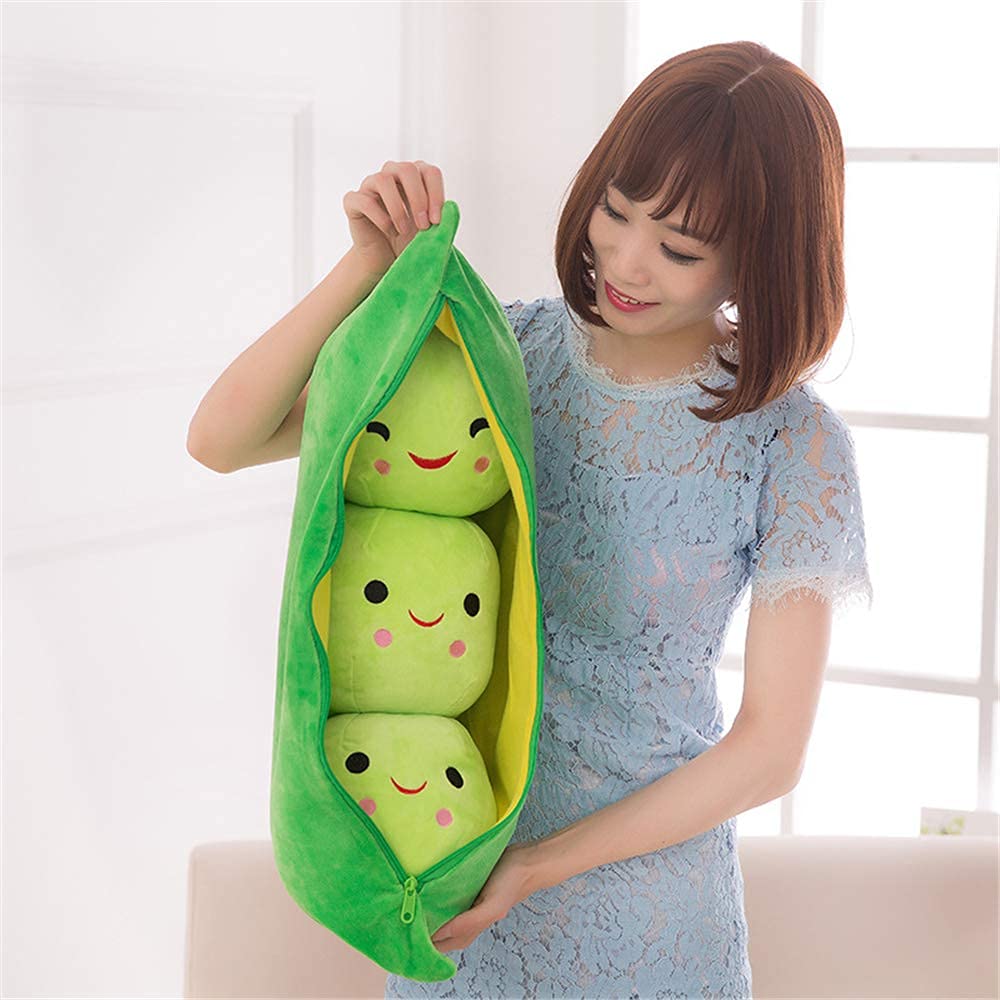 AOQI Giant Peas in A Pod Plush Toy Pea Pod Pillow Cute Pea Stuffed Toys Plant Doll Various Sizes (Green Beans,15.7''/40cm)
