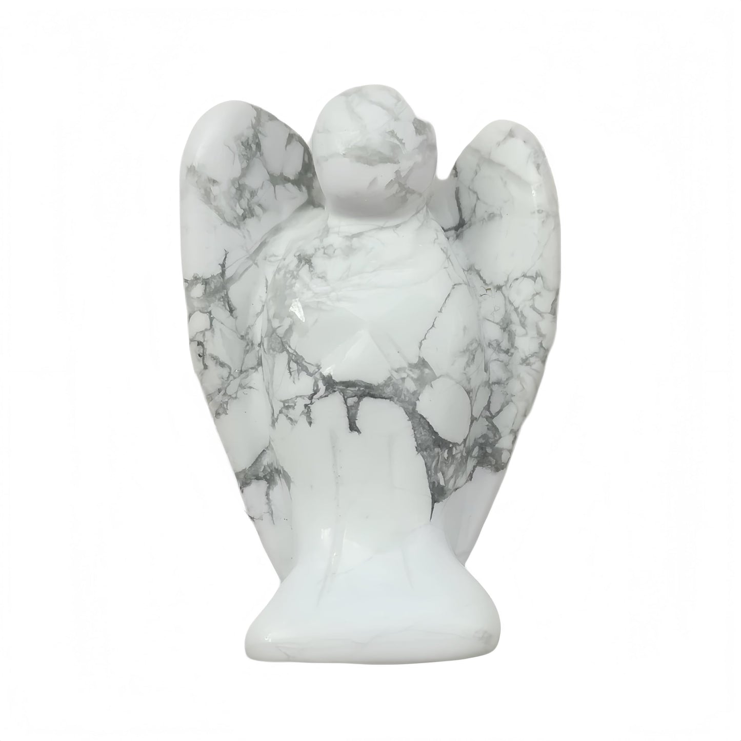 Afucats Natural White Howlite Turquoise Healing Guardian Angel Indoor Decorative Stone,1.5 Inches Carving Pocket Palm Statue,Gift for Her Christmas Décor