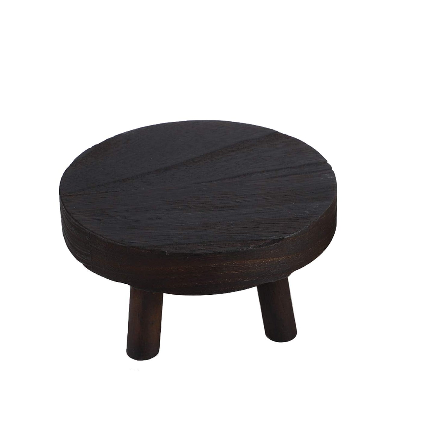 BFYDOAA Wooden Potted Stands Small Round Stool Plant Display Riser DIY Cake Holder for Home Corner Decor and Organizer (20CM-Dark)