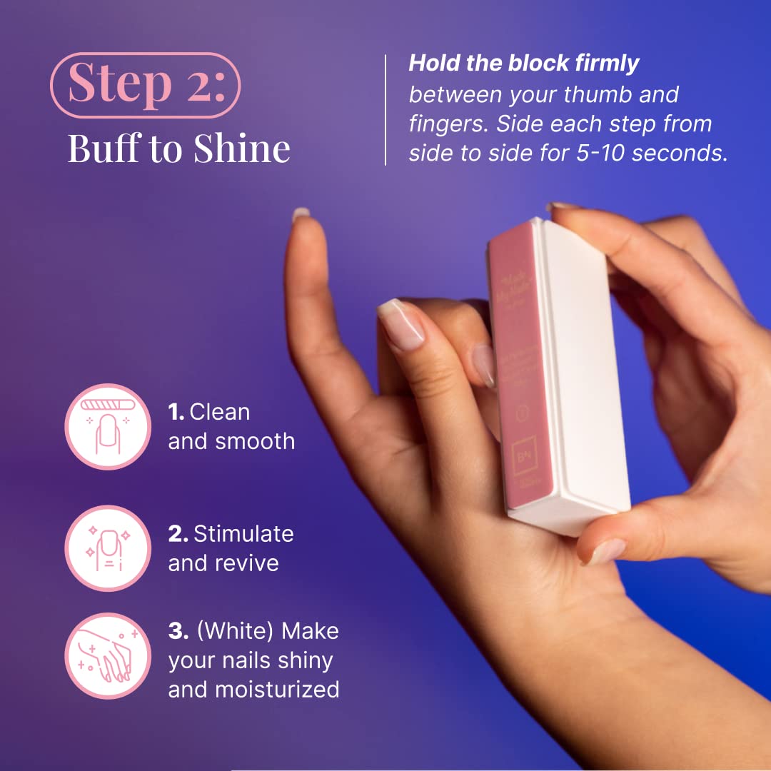 Beauty Nuggets Made My Nails Buffer, Ultimate Shine 3 Way Nail Buffing Block with Professional Nail File 120/180 Grit-Perfect All in One Manicure Tool for Smooth, Shiny, Twinkling Nails