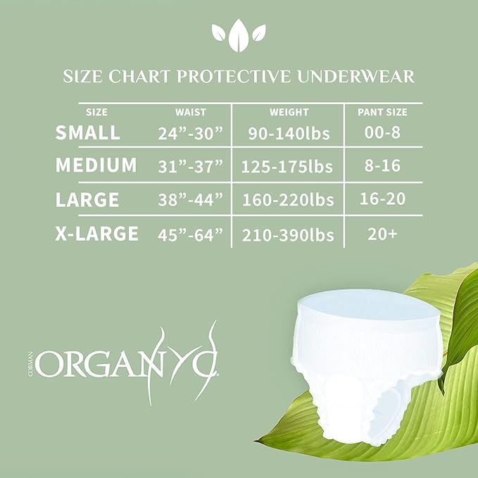 Organyc Bladder Control Underwear for Women - Organic Cotton Protective Underwear for Incontinence, Leak Protection, Odor Protection and Sensitive Skin, X-Large, 48 Count