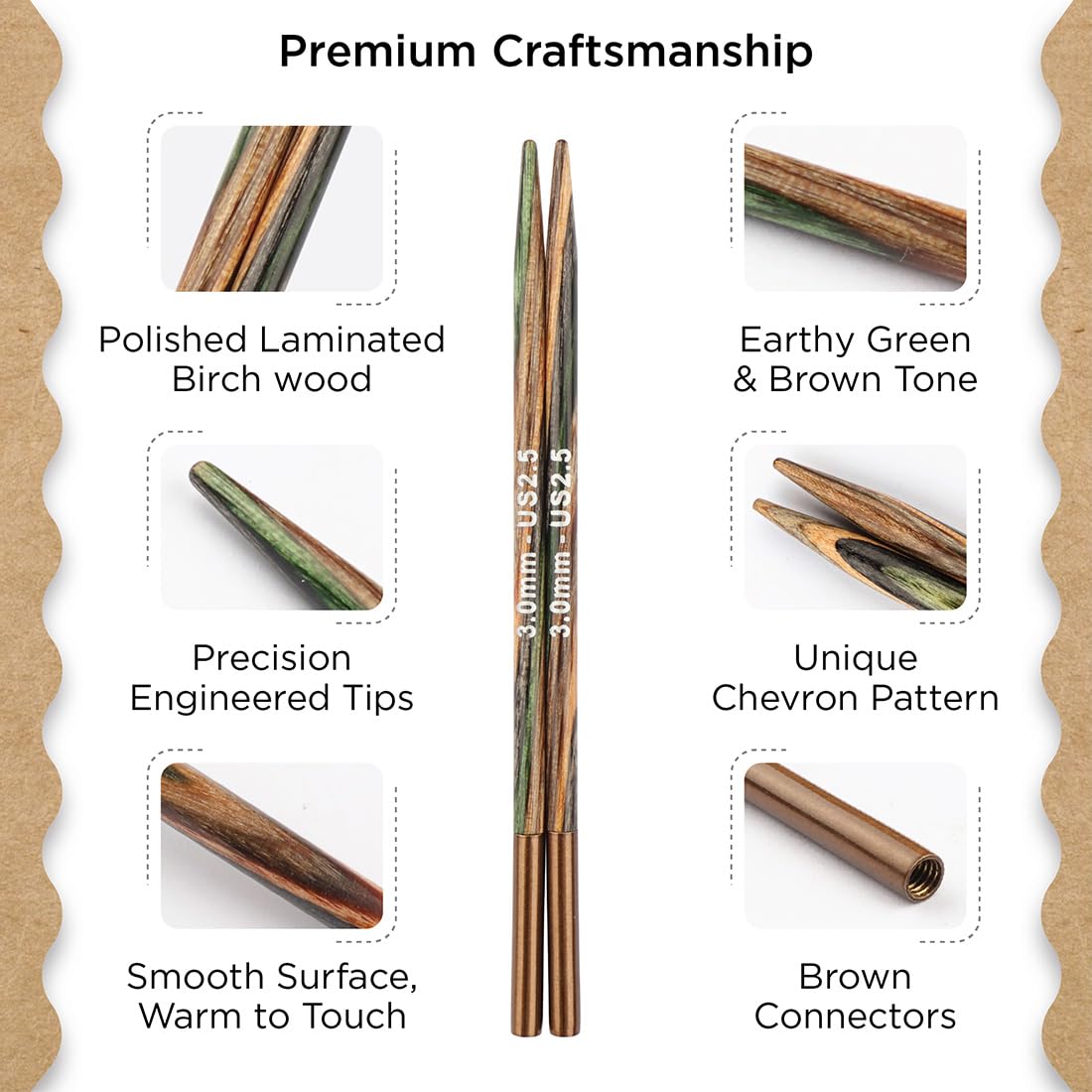 Knitter’s Pride Terra Mini Interchangeable Needle Set 2"" (5cm) – 8 US Sizes (2.5 to 10)