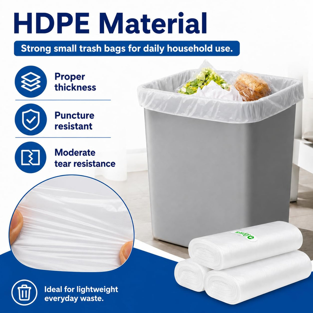 Small Clear Trash Bags 1.8 Gallon 180 Count Bathroom Garbage Bags