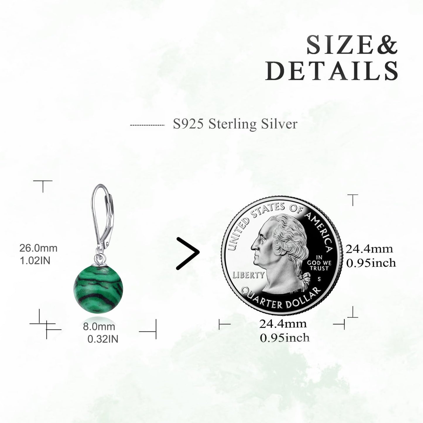 925 Sterling Silver Malachite Leverback Earrings Dangle Drop Jewelry Gifts for Women (Malachite)