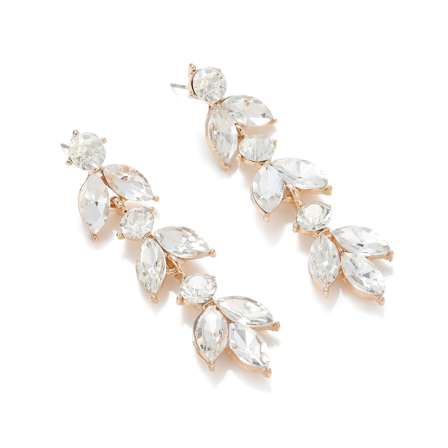 GAOKOXI Gold Wedding Rhinestone Dangle Earrings Elegant Bridal Crystal Drop Earrings for Women Bridesmaids Guest Party Prom