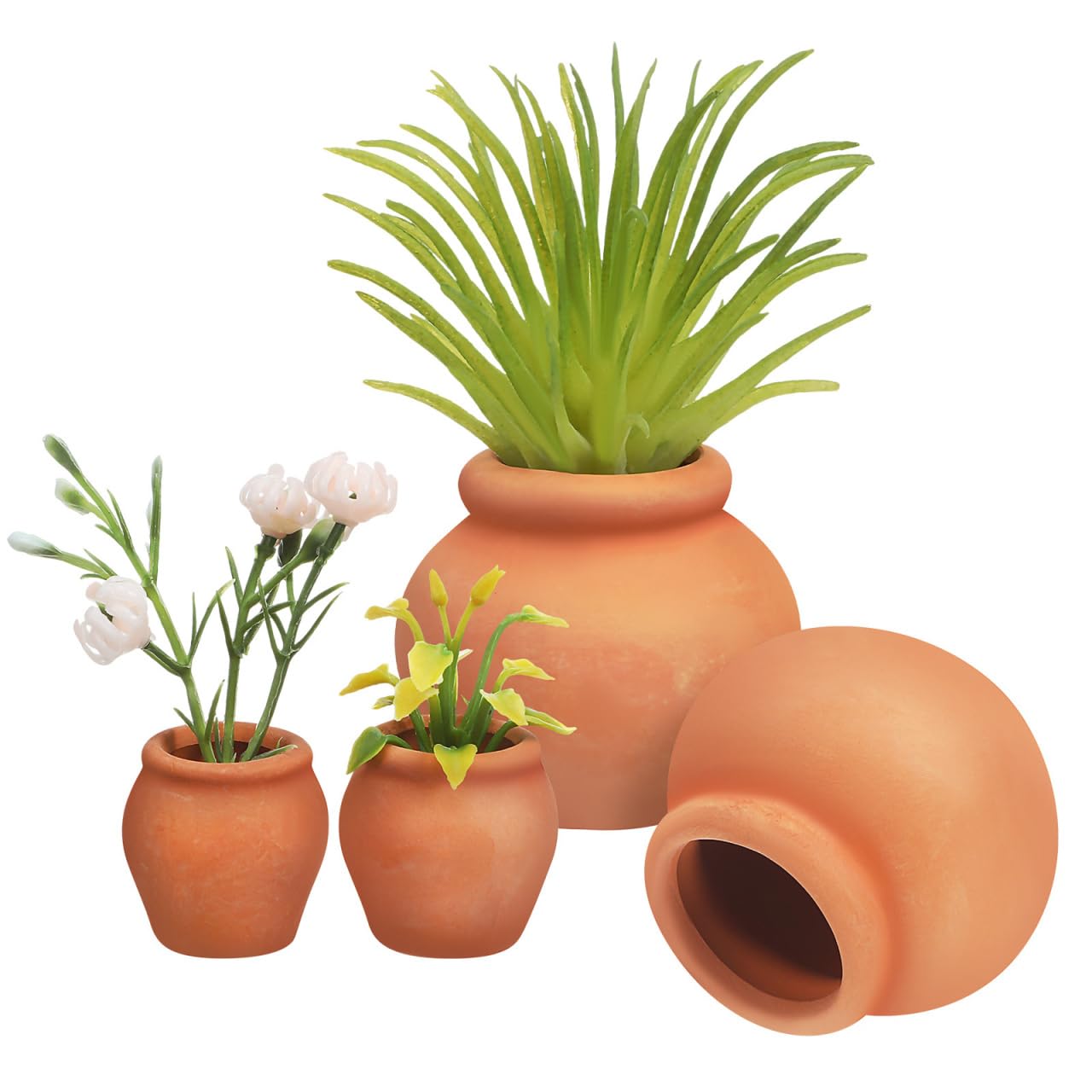 Mipcase 4pcs Mini Terracotta Succulent Pots Cute Nursery Containers for Indoor Plants Small Flower Breeding Pots Drainage Decorative Garden Planters for Home Office