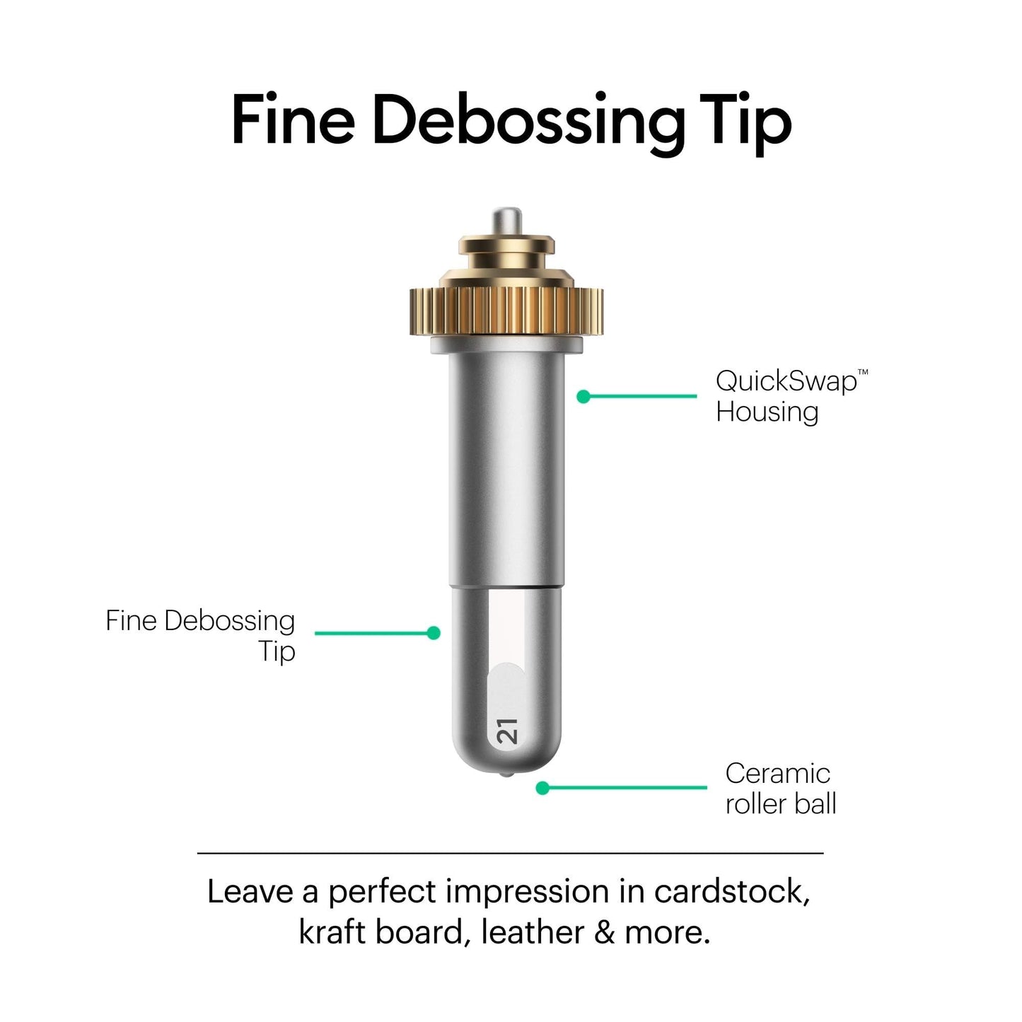 Cricut Fine Debossing Tip + QuickSwap Housing, Tip with Rolling Debossing Ball, Deboss Designs on Thick Foil, Cardstock & More, for Personalized Crafts, Compatible with Cricut Maker Cutting Machine