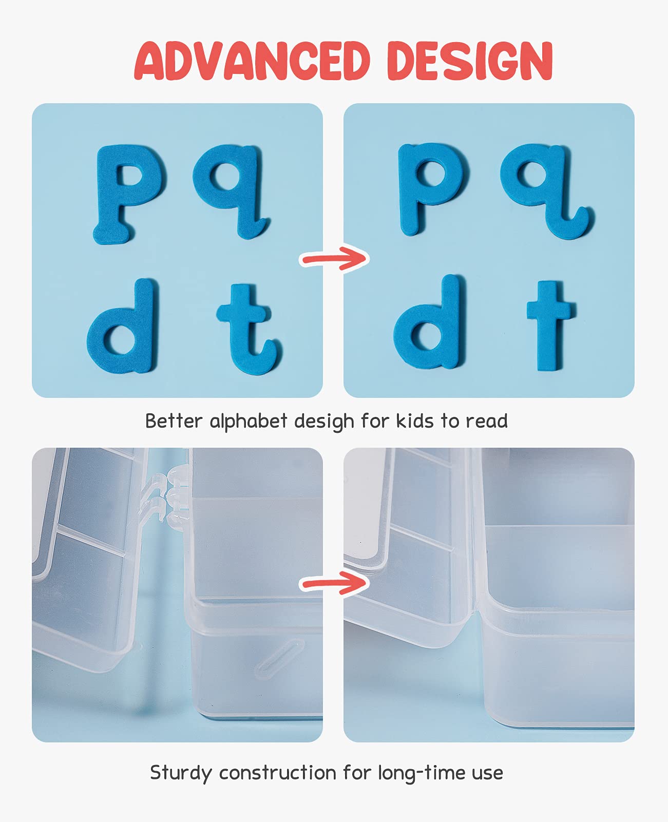Gamenote Classroom Magnetic Letters Kit 238 Pcs with Double-Side Magnet Board - Foam Alphabet Letters for Kids Spelling and Learning