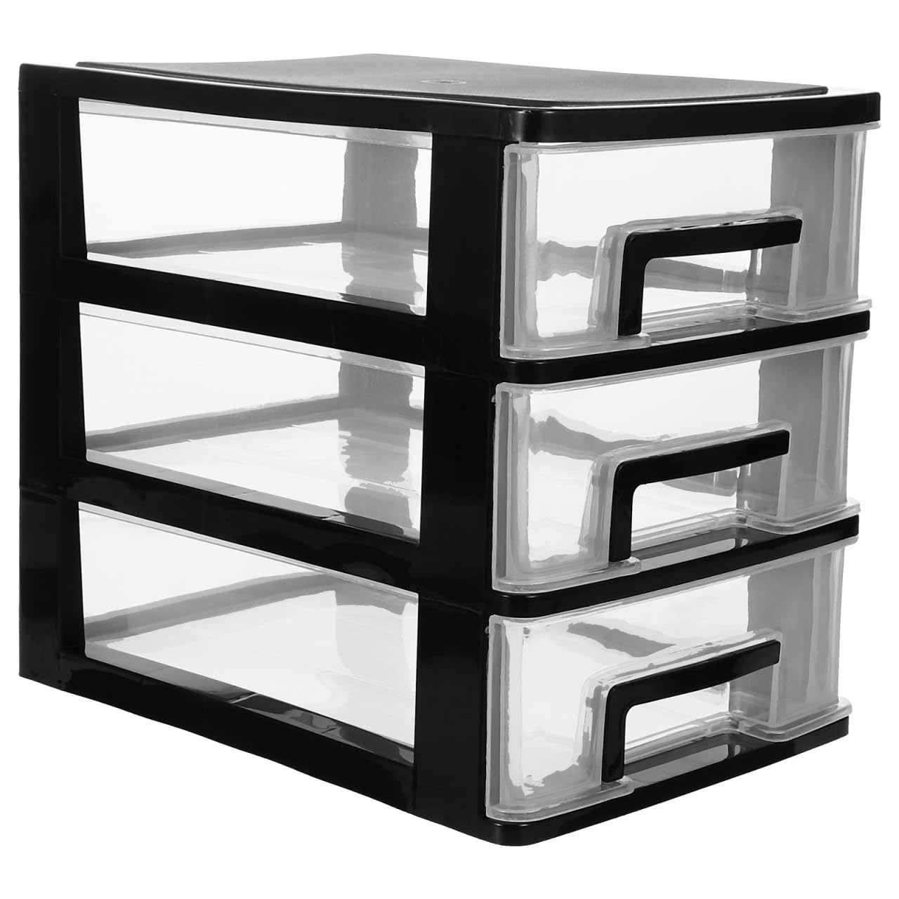 STOBOK 3-Layer Drawer Storage Cabinet Portable Plastic Organizer for Home Office Desk Multi-Deck Transparent Storage Box 8.30X5.98X7.55 Inches