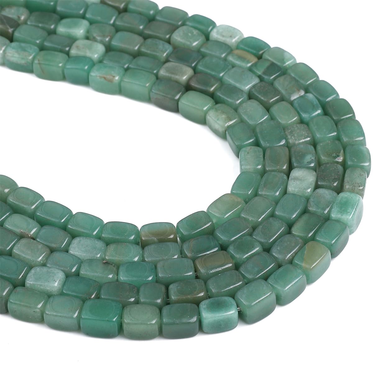BEADIA Natural Green Aventurine Cuboid Stone Loose Semi Gemstone Beads for Jewelry Making 8mmx12mm 38cm/Strand